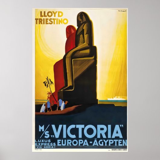 Lloyd Triestino MS Victoria ビンテージ旅行ポスター ポスター (正面)