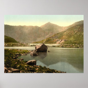 Llyn Llydaw、Gwynedd、ウェールズからのSnowdon ポスター