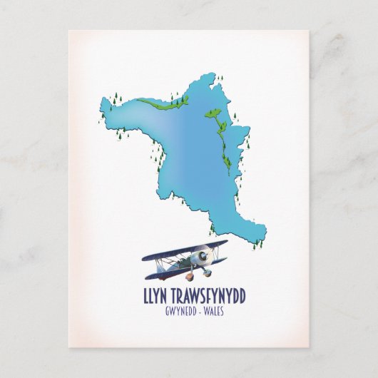Llyn Trawsfynydd Gwynedd Walesの地図 ポストカード (正面)