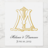 LMまたはMLのモノグラム ヴィンテージ アンティーク ワインラベル (シングルラベル)