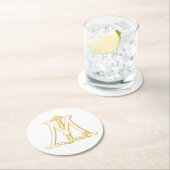 LMまたはMLモノグラムコースターアンティークヴィンテージの金ゴールド ラウンドペーパーコースター (インサイチュ)