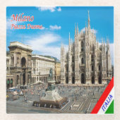 LMD011ミラノ、ドゥオモ大聖堂 ガラスコースター (正面)