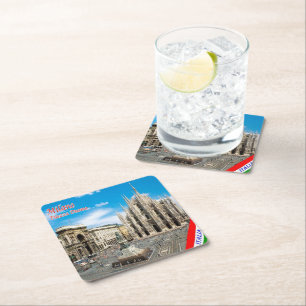 LMD011 MILAN, Piazza del Duomo Cathedral, Square P スクエアペーパーコースター