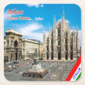 LMD011 MILAN, Piazza del Duomo Cathedral, Square P スクエアペーパーコースター (正面)