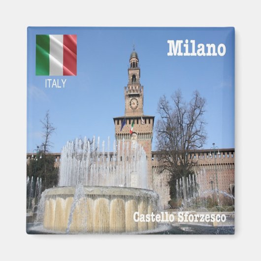 LMD019 CASTELLO SFORZESCO Fountain，ミラノ，冷蔵庫 マグネット (正面)