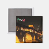 LMD045 PAVIA The Covered Bridge by Night、冷蔵庫 マグネット (正面/裏面)
