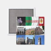 LMD107 BERGAMO，モザイク，イタリア，冷蔵庫 マグネット (正面/裏面)