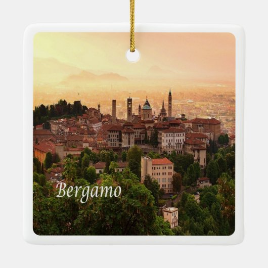 LMD111 BERGAMOの日の出、ロンバルディア,イタリア, セラミックオーナメント (裏面)