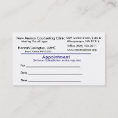 LMHCのカウンセラービジネスアポイントメントカード 予約カード (裏面)