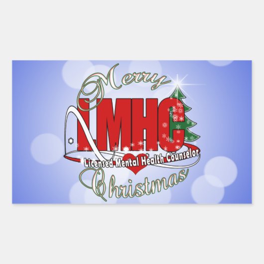 LMHCクリスマスライセンスメンタルヘルスカウンセラー 長方形シール (正面)