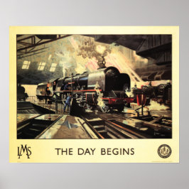 LMS Train THE DAY BEGINDSヴィンテージ鉄道ポスター広告 ポスター