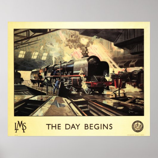 LMS Train THE DAY BEGINDSヴィンテージ鉄道ポスター広告 ポスター (正面)