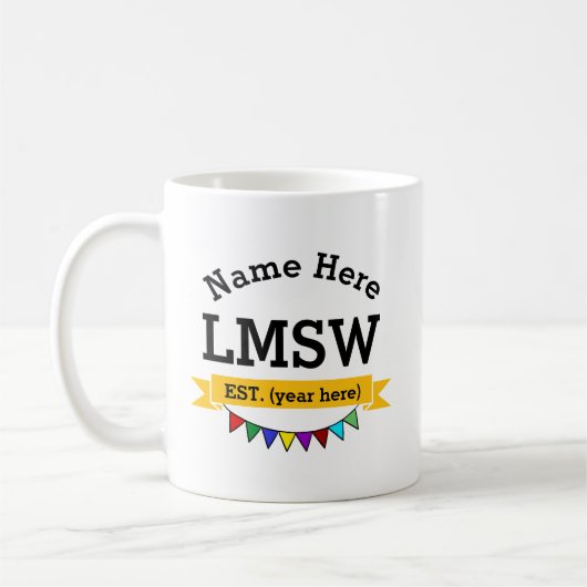 LMSW認定マスターソーシャルワーカーのマグカップ コーヒーマグカップ (左)
