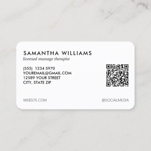 LMTマッサージセラピストカスタムQR写真 名刺 (裏面)