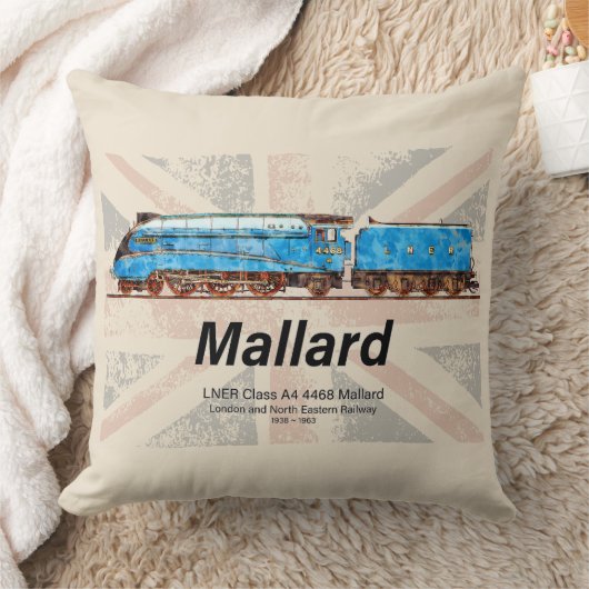 LNERクラスA4マラード機関車のプロファイルとフラグ クッション (ブランケット)