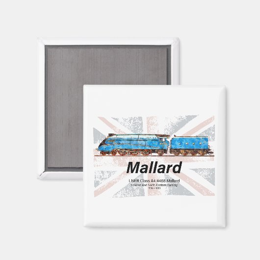 LNER A4形蒸気機関車マラード号のプロフィールと国旗 マグネット (正面/裏面)