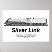 LNER A4形 2509号機 シルバーリンク 蒸気機関車 ポスター (正面)