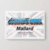 LNER Class A4 Mallard locomotive profile with flag 缶バッジ (正面)