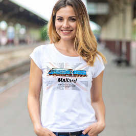 LNER Class A4 Mallard locomotive profile with flag Tシャツ
