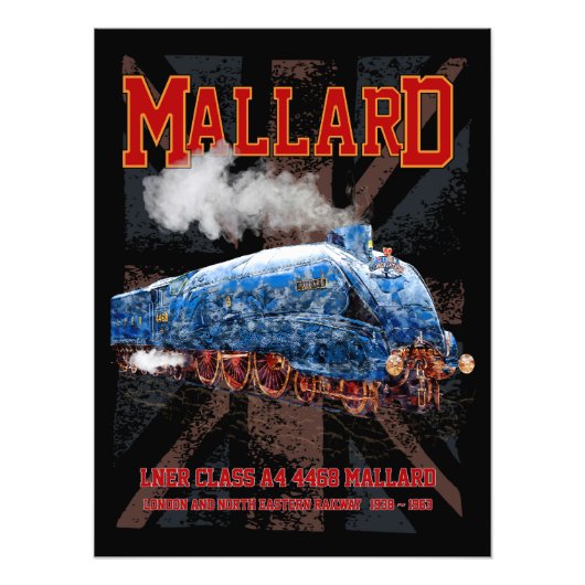 LNER Class A4 Mallard locomotive Union Jack flag フォトプリント (正面)