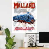LNER Class A4 Mallard locomotive Union Jack flag ポスター (ホームオフィス)