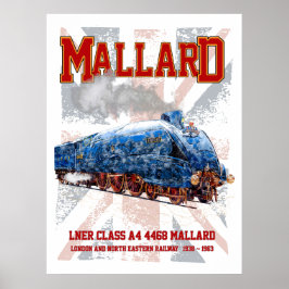 LNER Class A4 Mallard locomotive Union Jack flag ポスター