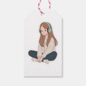 Lo-Fi Girl with Headphones – Pastel Chill Vibes ギフトタグ (正面)