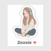 Lo-Fi Girl with Headphones – Pastel Chill Vibes シール (シート)