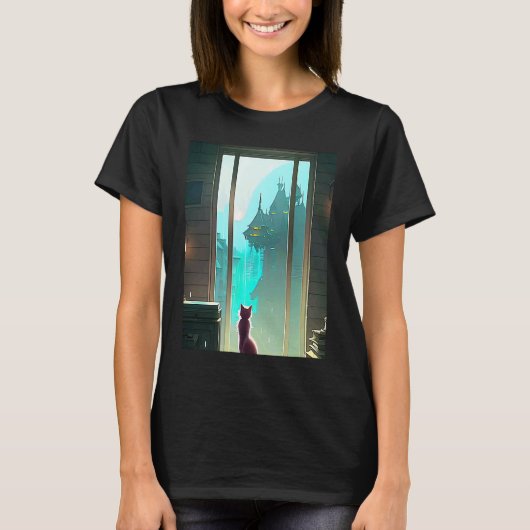 Lo fi hip hop chillhop chill beats aesthetics cat  tシャツ (正面)