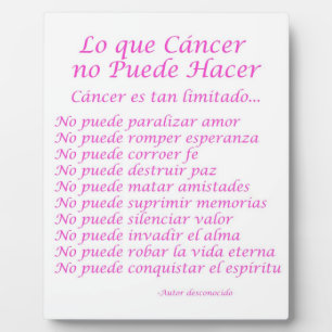 Lo que Cancer no Puede Hacer詩プラーク フォトプラーク