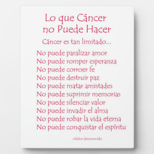 Lo que Cancer no Puede Hacer詩プラーク フォトプラーク