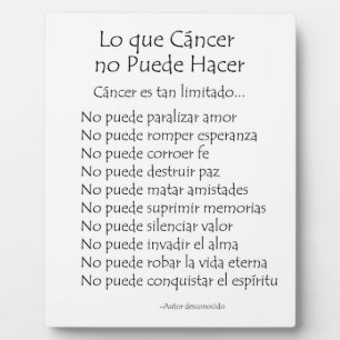 Lo que Cancer no Puede Hacer詩プラーク フォトプラーク