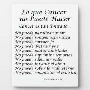 Lo que Cancer no Puede Hacer詩プラーク フォトプラーク