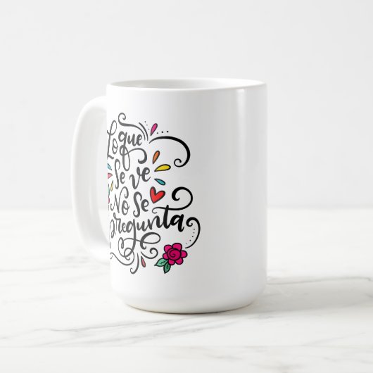 Lo Que Se Ve No Se Pregunta、手書き コーヒーマグカップ (正面左)