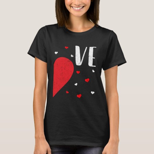 LO VE Valentines Day Matching Couples Shirt Heart Tシャツ (正面)