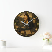Loading Funny Mona Lisa Gift for Home Office ラージ壁時計 (ホーム)