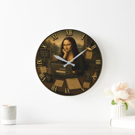 Loading Funny Mona Lisa Gift for Home Office ラージ壁時計 (ホーム)