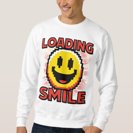 Loading Smile – Retro Pixel Art 8-Bit Smiley Face スウェットシャツ (正面)