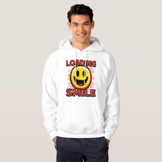 Loading Smile – Retro Pixel Art 8-Bit Smiley Face パーカ (正面フル)