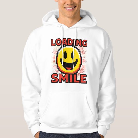 Loading Smile – Retro Pixel Art 8-Bit Smiley Face パーカ (正面)