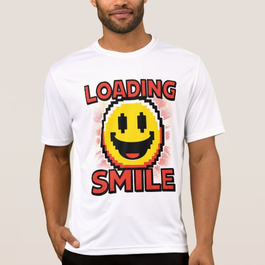 Loading Smile – Retro Pixel Art 8-Bit Smiley Face Tシャツ (正面)