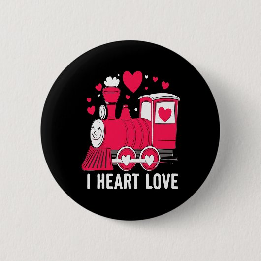 Loads Of Love Train Valentine Day Toddler Boys Kid 缶バッジ (正面)