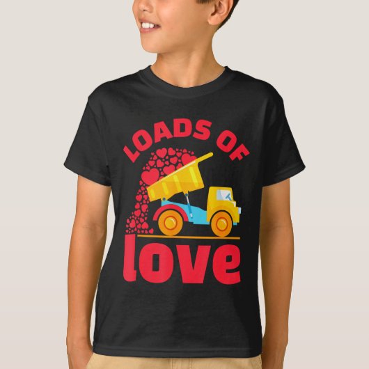 Loads Of Love Truck Hearts Valentines Day Kids Tod Tシャツ (正面)