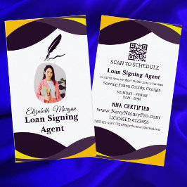 Loan Signing Agent Business Card with QR Code  名刺