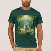 Lobo Blanco Místico en Bosque Encantado Tシャツ (正面)