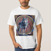 Lobo Gris Místico en Diseño Celta Tシャツ (正面)