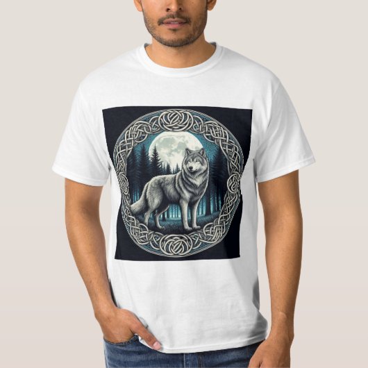 Lobo Místico en Círculo Céltico Tシャツ (正面)
