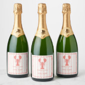 Lobste Pink Nautical Wedding Sparkling Wine Label スパークリングワインラベル (ボトル)