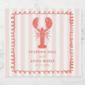 Lobste Pink Nautical Wedding Sparkling Wine Label スパークリングワインラベル (シングルラベル)