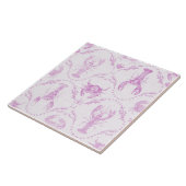 Lobster and Crabs Light Pink Preppy Nursery タイル (側面)